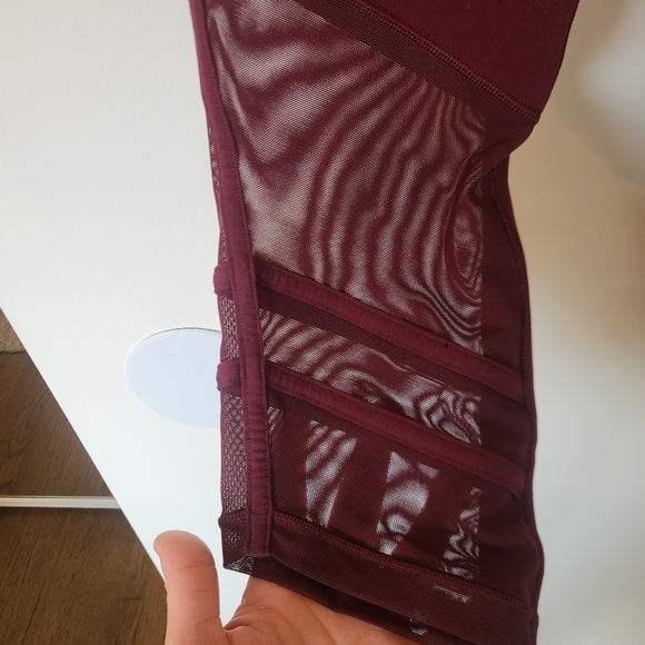 EUC Ivivva lululemon Mesh With Grace Crop Leggings Maroon Burgundy Red Size 14 - Picture 6 of 12